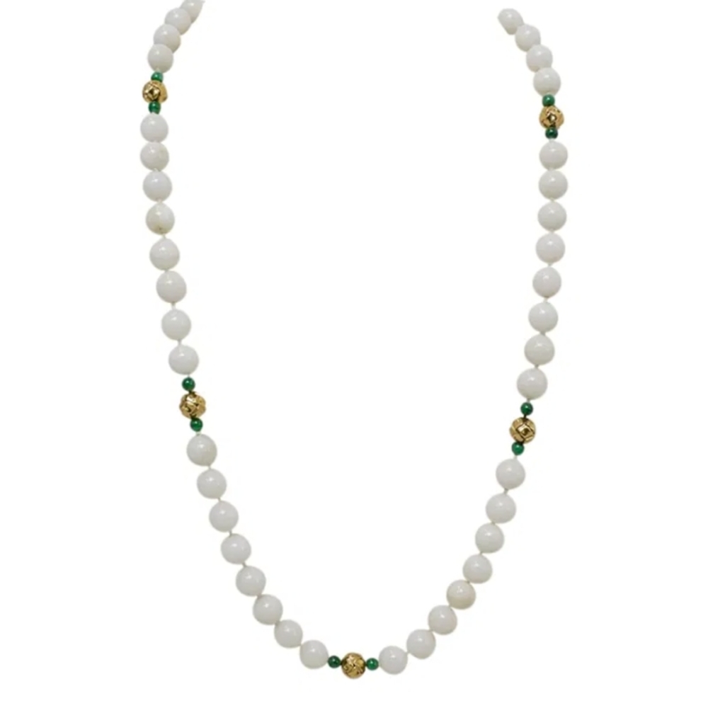 Elegant White and Gold Beaded Necklace